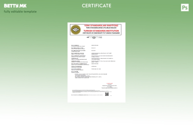 модерен стил Турција Турски стандардна институција сертификат за усогласеност со